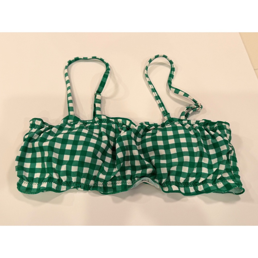 Cupshe Green Gingham Ruffle Bikini Set XS High Cut Swimwear - Picture 4 of 7